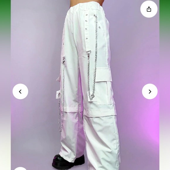 NWOT Rave Wonderland 90's Baby White Oversize Cargo Pants - Picture 5 of 6